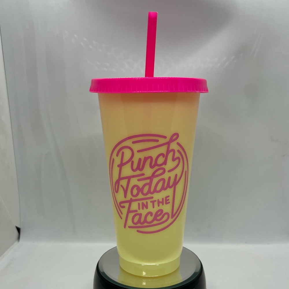 Color Changing Cold Cup 24oz 709ml PUNCH TODAY IN THE FACE NWOT